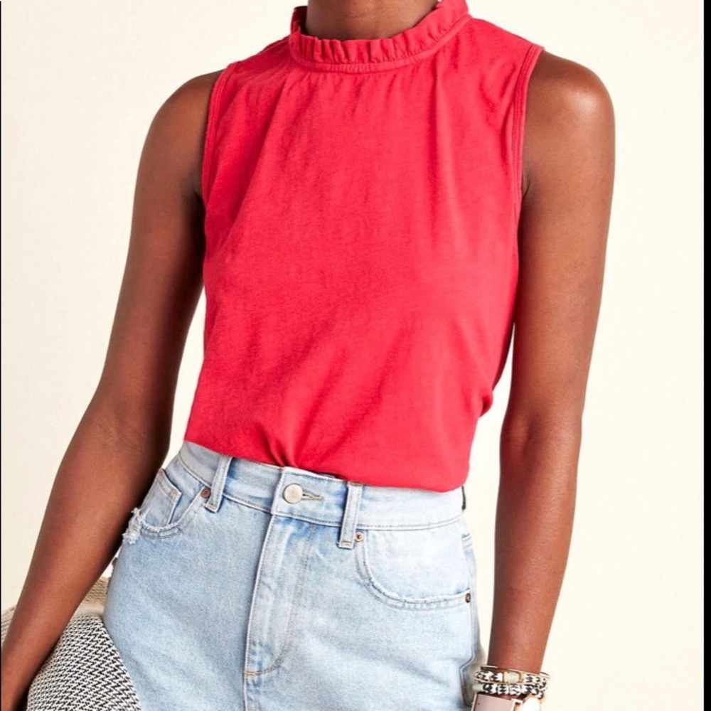 Anthropologie ruffle collar sleeveless top. GUC